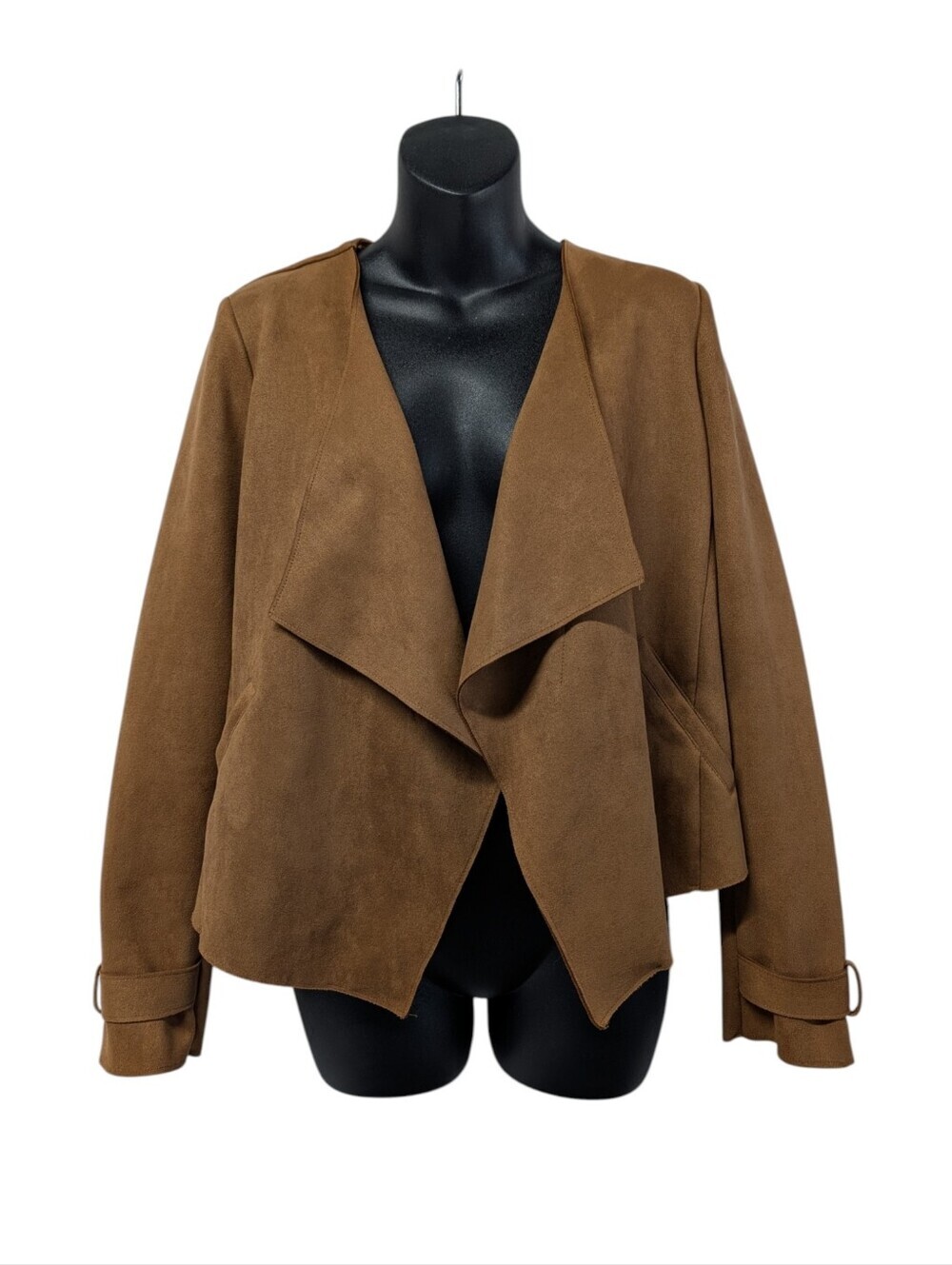 Blashe Brown Faux Suede Waterfall Open Front Blazer Jacket Size Medium